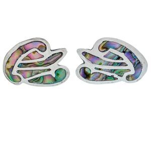 Southwest Mexico Taxco Sterling Silver 925 Abalone inlay Screw Back Earrings